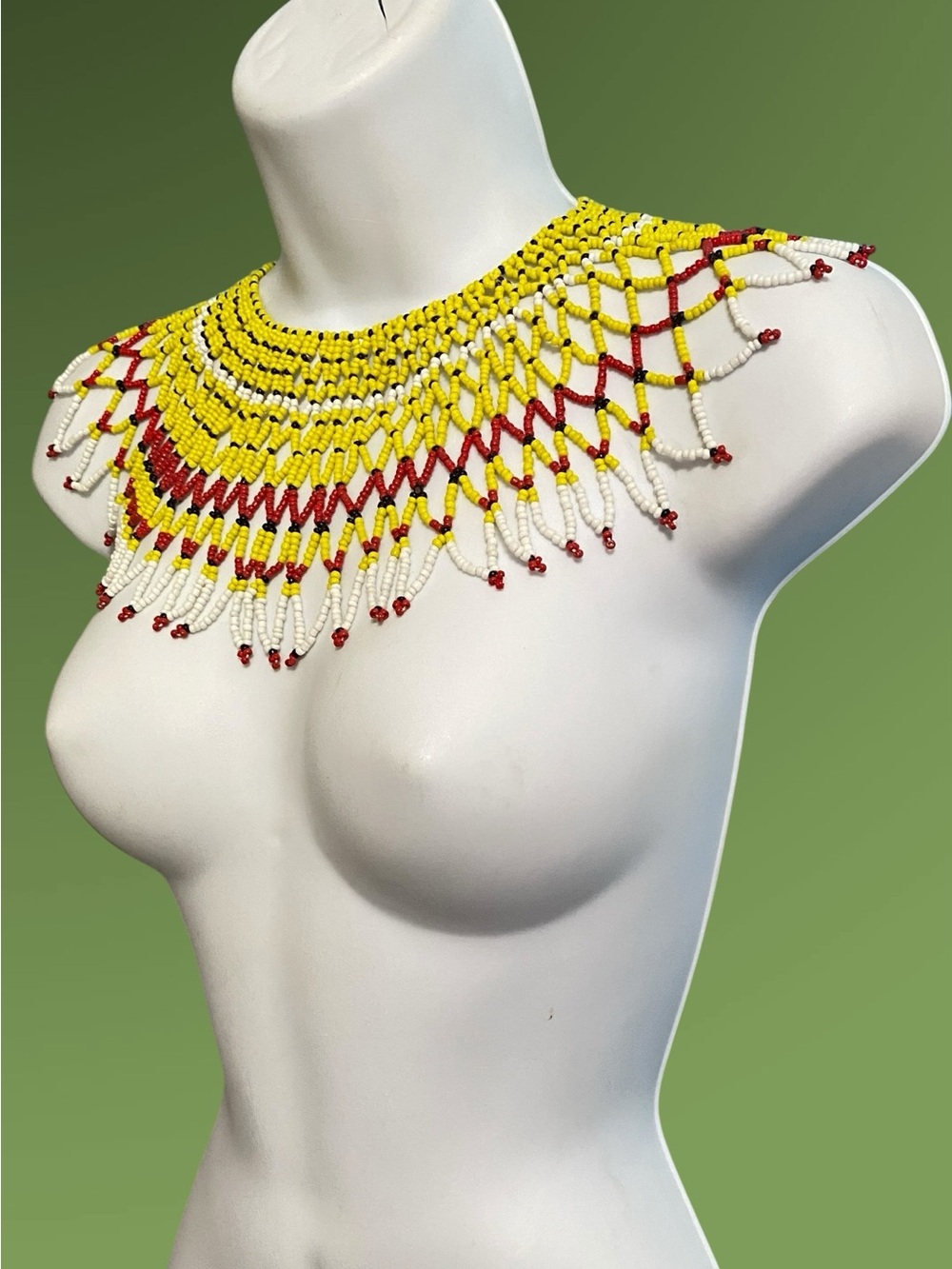 Ethnic Hand Woven Beaded Collar Necklace Hippie Tribal Bohemian 15”-17.5” - Picture 6 of 12